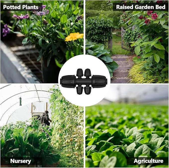 13 Pcs Drip Irrigation Fittings for 1/2 Inch Tubing (1/2" ID x 0.65" OD) to 1/4 Inch Irrigation Tubing, Locked Barbed 1/2" to 1/4" Reducing Tee Connector Drip Line Parts by GreenHaven Gardens