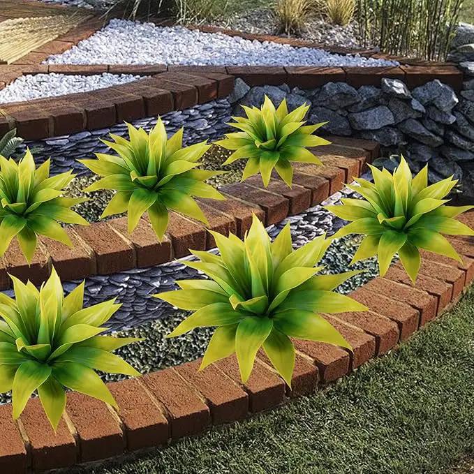 Artificial Agave Plants,Large UV Resistant Fake Agave Planters for Indoor and Outdoor Decorating Tropical Plant Succulents Greenery Indoor Decor (2Pack,22" Yellow) by GreenHaven Gardens