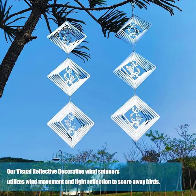 Bird Deterrents for Outside, Reflective Stainless Steel Wind Spinner, Ducks Wind Spinners Outdoor Garden Decor, Bird Scare Devices to Keep Woodpeckers, Pigeons Away from Your House, Patio, Orchards by GreenHaven Gardens