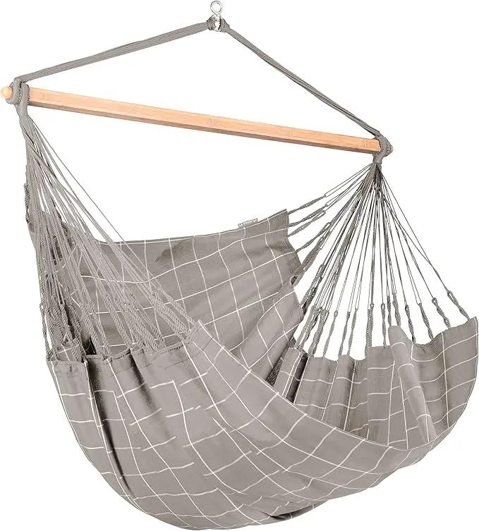 LA SIESTA® - XL King Domingo Hammock Swing Chair - Weather & Tear Resistant Hanging Hammock Chair - Indoor Outdoor Hammock Chair Swing - Hanging Chair for Patio Porch Bedroom - Max 355 Lbs, Almond by GreenHaven Gardens