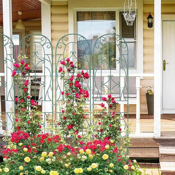 4 Pack Metal Garden Trellis for Climbing Plants,Green Metal Garden Trellis for Vines Plant Rose Vegetable Support,Large Decorative Outdoor Trellis by GreenHaven Gardens