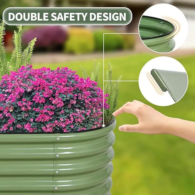 1MORE Galvanized Raised Garden Bed- Planter Garden Boxes Outdoor, Raised Beds for Gardening, 4x2x1.4ft Metal Garden Bed Kit for Vegetables Flower, Planter Raised Bed with Protective Tape & Tools.Green by GreenHaven Gardens
