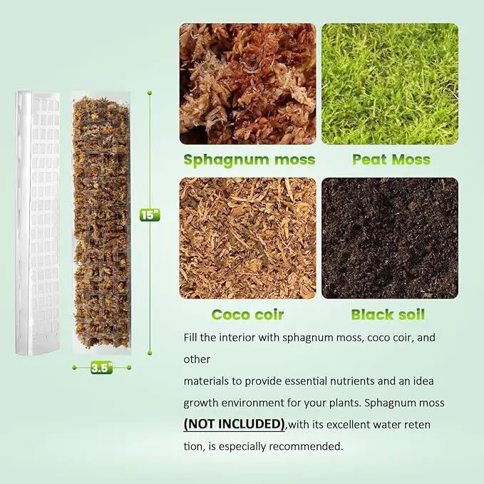 15 Inch 4 Pcs Plastic Moss Pole for Plants Monstera, 4×15'' Plant Poles for Climbing Plants, Plant Support for Indoor Plants Work with Sphagnum Moss by GreenHaven Gardens