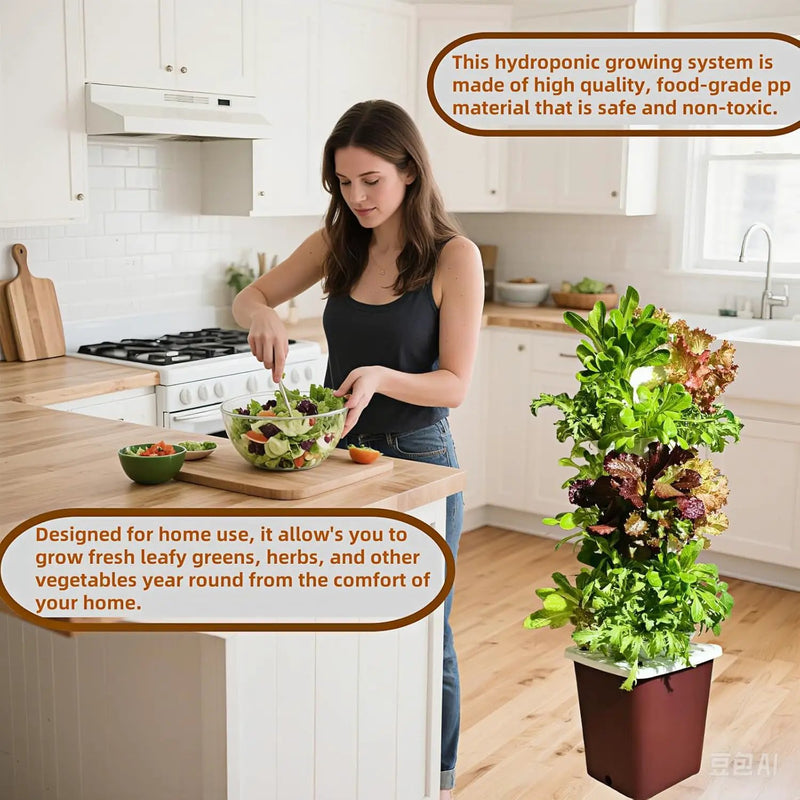Hydroponics Growing System kit, Vertical hydroponic Garden ，Outdoor Indoor hydroponics Growing System，Lettuce Grow Tower,Pump System, Auto Timer, 30 Pods,Gardening Gift by GreenHaven Gardens