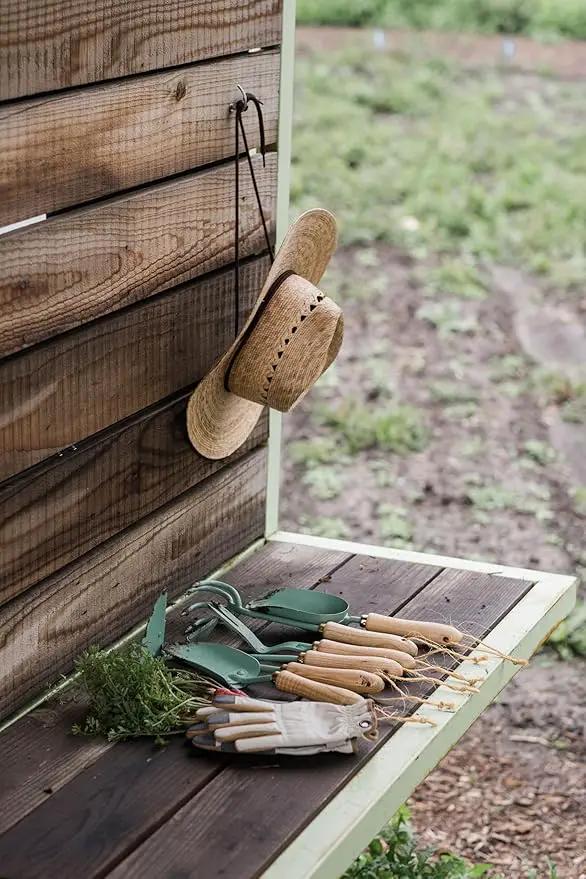 Barebones Garden Scoop - Garden Spoon - Stainless Steel Small Hand Shovel for Transplanting, Digging, and Planting - Great Home Gardening Hand Tools (Ash/Mint) by GreenHaven Gardens