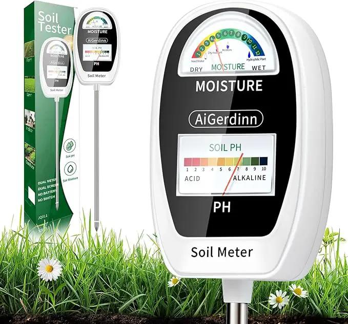 Soil Test Kit, 2-in-1 Soil Moisture Meter, Soil pH Meter -Dual Dial-Simultaneously-Display Results-Soil pH Tester, Moisture Meter for Garden,Lawn,Farm Indoor&Outdoor Plants-PureWhite by GreenHaven Gardens