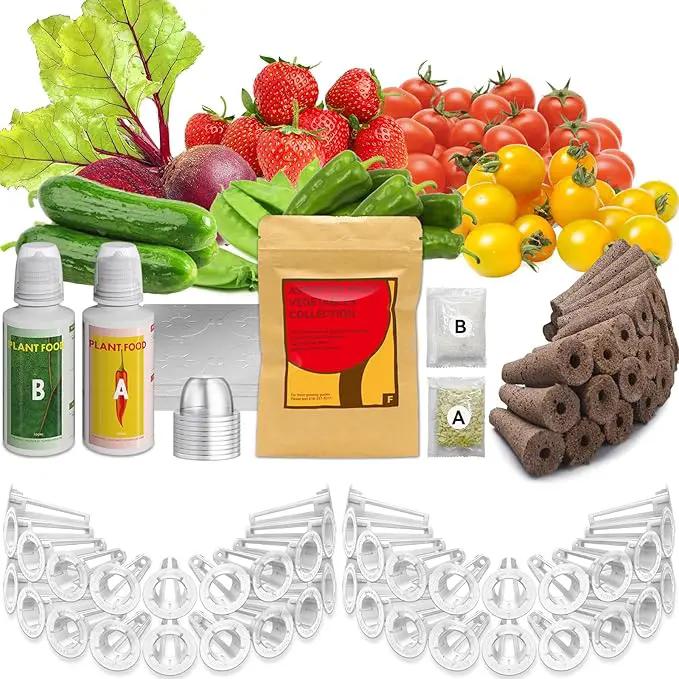 inbloom Fruit Seed Pod Kit for AeroGarden, Ahopegarden, GARDENCUBE, MUFGA, iDoo Hydroponics Growing System, 50-Pods (350+ Seeds Include Strawberry, Tomato, Cucumber, Pea, Ruby Queen Beet) by GreenHaven Gardens