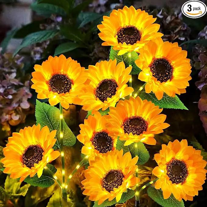 KOOPER Solar Lights Outdoor Garden Decor - Upgraded 3 Pack with 9 Sunflower Lights, Waterproof Solar Outdoor Lights Auto ON/Off Solar Decorative Lights for Garden, Patio, Backyard by GreenHaven Gardens