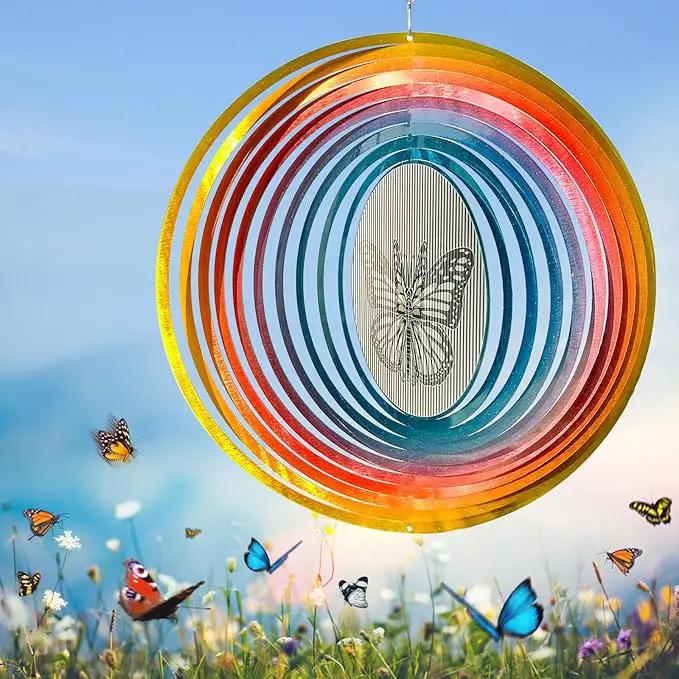 Wind Spinner Creates a Fluttering Butterfly 3D Animations Effect,Wind Spinners Ouddoor Butterfly Gift for Women/Grandma/Mom/Wife,12inch Mandala Wind Spinner Hanging Garden Yard Art Decor by GreenHaven Gardens