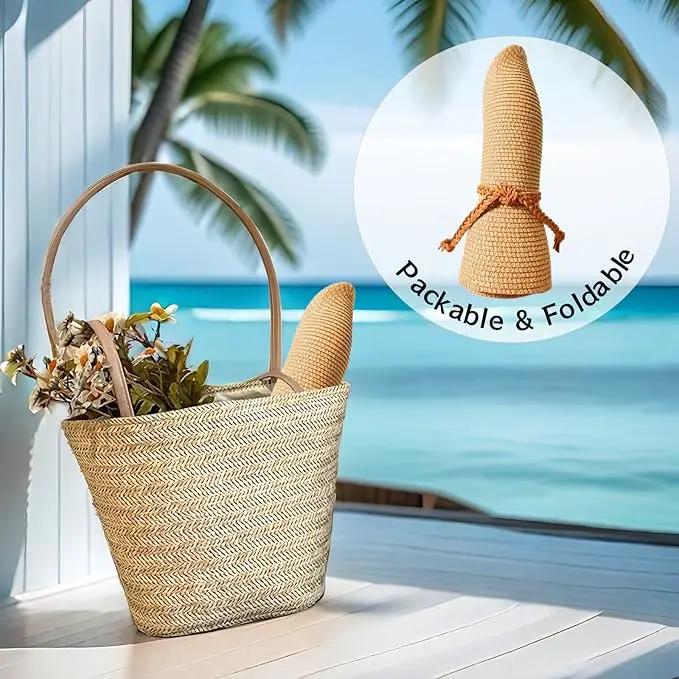Beach Sun Straw Hats for Women, Summer Sun Protection Foldable Packable Wide Brim Hat by GreenHaven Gardens