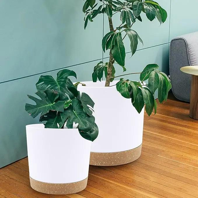 QCQHDU 12 inch Plant Pot, 2 Pack Planters for Indoor Plants with Drainage Holes & Saucer, Outdoor Flower Pots Home Garden Modern Decor by GreenHaven Gardens