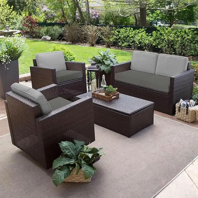 Favoyard Outdoor Chair Cushion 24 x 24 x 4 Inch Rainproof & 3-Year Fade Resistant Patio Furniture Cushions with Removable Cover and Adjustable Ties for Garden Sofa Couch Pads Set of 2, Dark Gray by GreenHaven Gardens