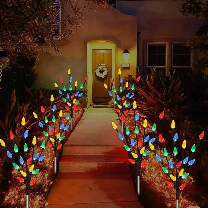 Upgraded 6 Packs 120 LED C6 Solar Christmas Lights, Outdoor Christmas Decorations Yard Lights, 8 Modes Waterproof Christmas Pathway Lights for Christmas Decorations Outdoor Yard Patio Cemetery Grave by GreenHaven Gardens