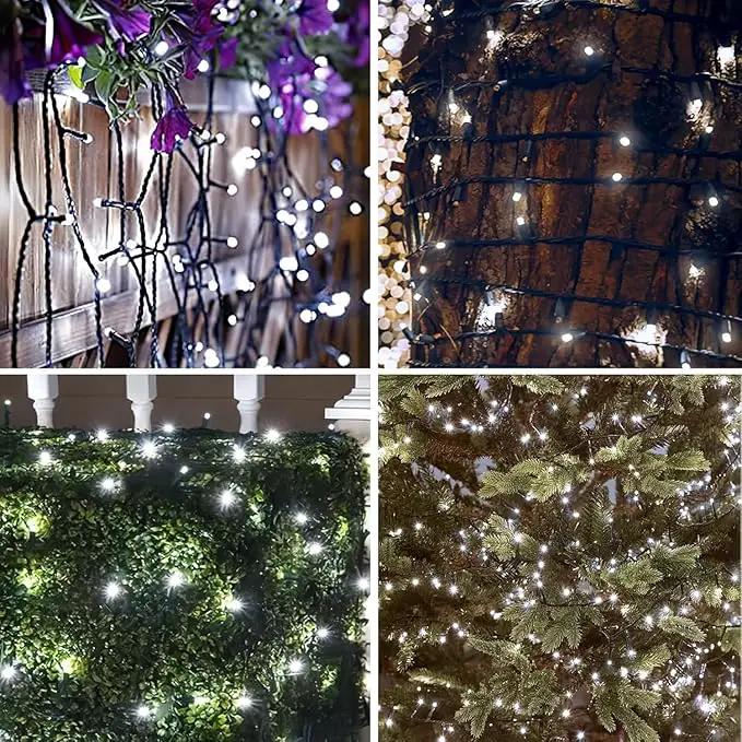 4 Pack 400 LED Solar String Lights for Outside, Solar Christmas Lights Outdoor Waterproof, Green Wire Twinkle Light with 8 Lighting Modes for Xmas Tree Wedding Party Garden Decorations (Cool White) by GreenHaven Gardens