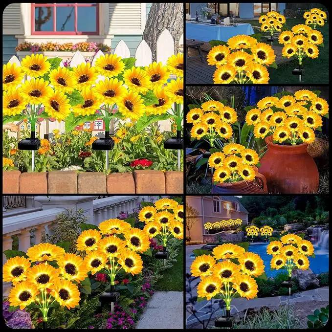 Solar Lights Outdoor Garden Decor,4 Pack with 24 Sunflower Lights,Solar Flowers Lights Waterproof,Sunflowers Gifts for Mom Women Grandma Birthday,Decorative Stakes Lights for Landscape Yard Patio Lawn by GreenHaven Gardens