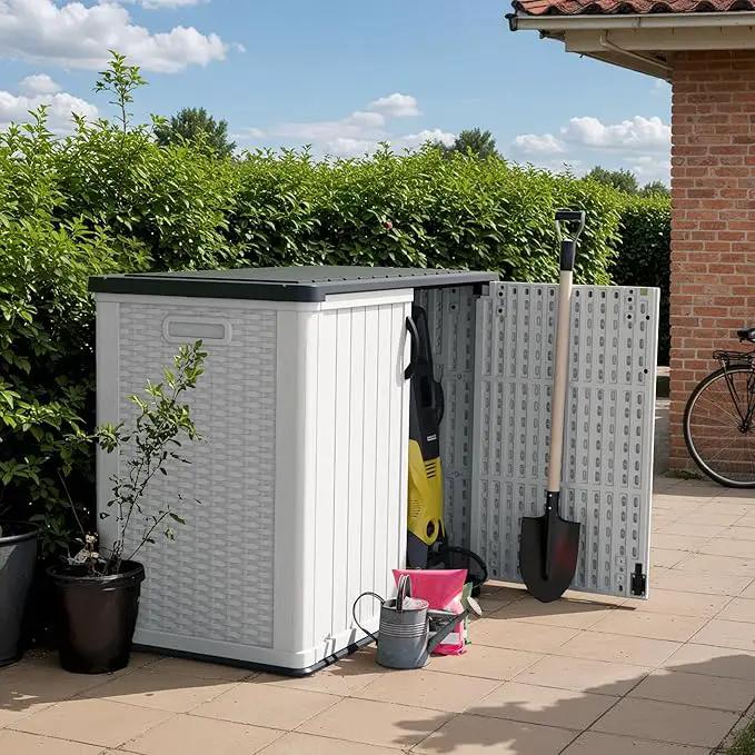 Devoko Outdoor Storage Cabinet 26 Cu Ft with Lockable Doors, Horizontal Storage Shed Waterproof Patio Tools Storage Box for Sofa Cushions, Gardening Tools and Accessories (White) by GreenHaven Gardens
