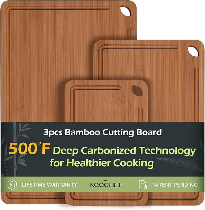 Bamboo Cutting Board, Durable Wood Cutting Boards for Kitchen with Deep Juice Grooves & Built-in Handles, Ideal Charcuterie & Chopping for Meat, Vegetables and Fruits Ideas Kitchen Gift for Home Cooks by GreenHaven Gardens