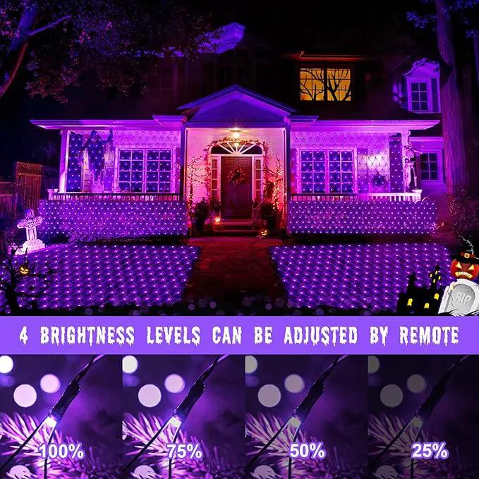 Purple Christmas Net Lights Outdoor - 360 LED Net Lights Waterproof with Remote, 12x5 ft Extendable 8 Modes Christmas Net Lights with Green Wire for Bushes Lawn Garden Shrubs Tree Backyard Decorations by GreenHaven Gardens