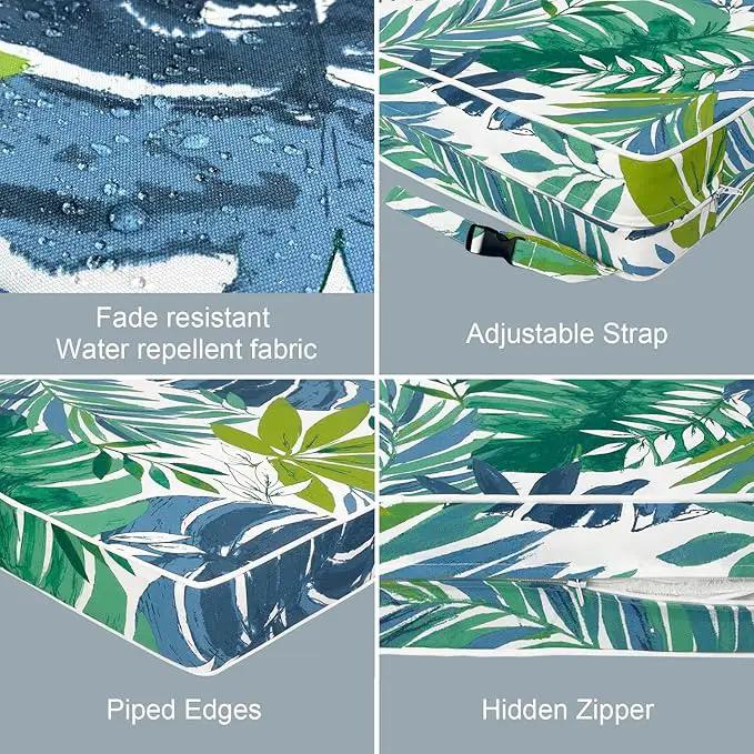 LVTXIII Patio Chair Cushions 19"x19"x3", Water-Repellent Outdoor Seat Cushions for Patio Furniture, Square Chair Pads with Ties for Home Garden Decoration, Set of 2, Islamorada Blue Green by GreenHaven Gardens