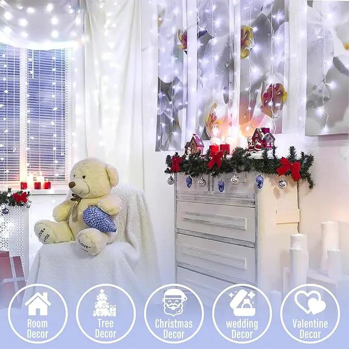 JMEXSUSS 66ft 200 LED White Christmas Lights Indoor Bedroom, Connectable White String Lights Outdoor Clear Wire, 8 Modes Twinkle String Lights Plug in for Room Tree Wedding Christmas Decoration by GreenHaven Gardens