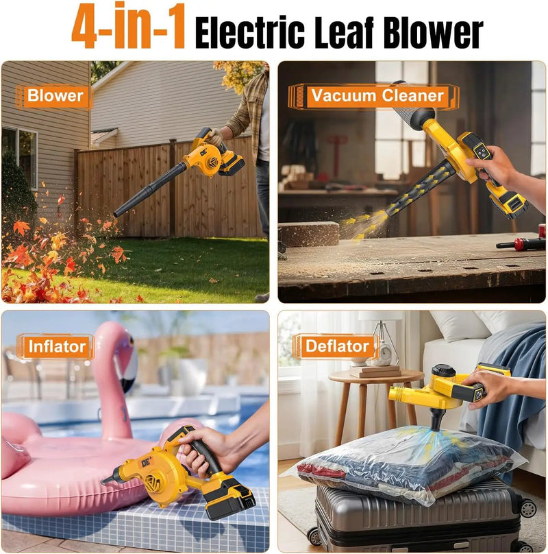 DeForce Electric Leaf Blower Cordless for Dewalt 20v Max Battery, 4 in 1 Blower, 3 Speed Modes, 190 MPH, Battery Powered Leaf Blower w/Extended Tube for Leaves, Lawn Care, Patio, Dust(Bare Tool Only) by GreenHaven Gardens