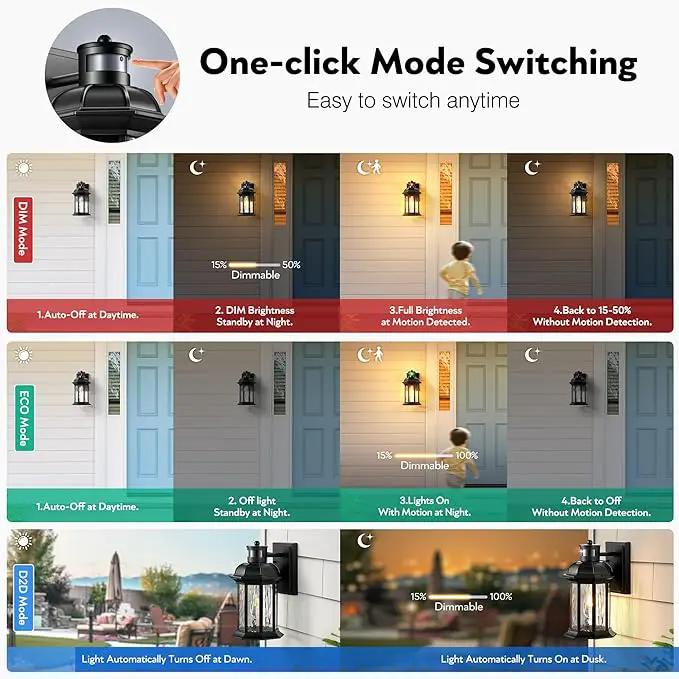 VIANIS Motion Sensor Outdoor Wall Lights, 2-Pack Black Outdoor Light Fixture, Exterior Lights for House, Front Porch Light Lantern Wall Mount Sconce Lighting, Dusk to Dawn Outside Lights for Patio by GreenHaven Gardens