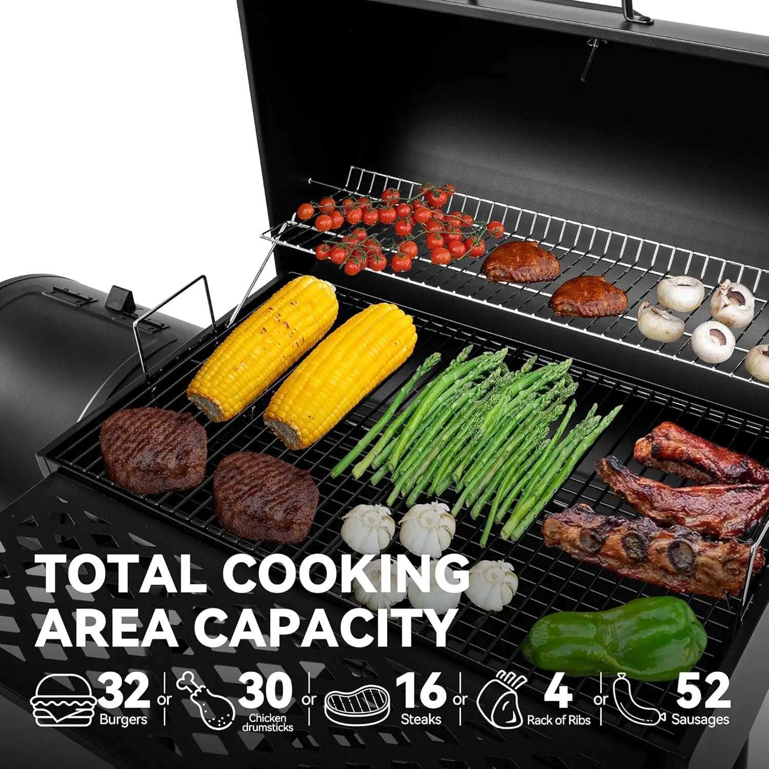 Royal Gourmet CC1830FC Charcoal Grill Offset Smoker (Grill + Cover), Black by GreenHaven Gardens