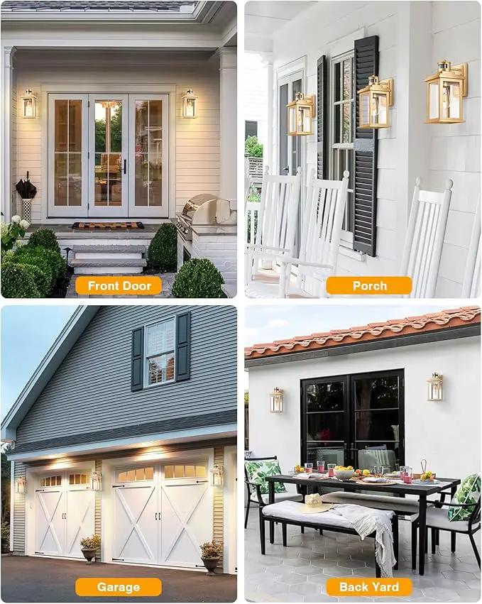 VIANIS Motion Sensor Exterior Lights for House, Dusk to Dawn Outdoor Light Fixture Lantern, Gold Waterproof Outdoor Motion Sensor Light for House, Doorway, Entryway, Garden, Hardwired, Non-Solar by GreenHaven Gardens