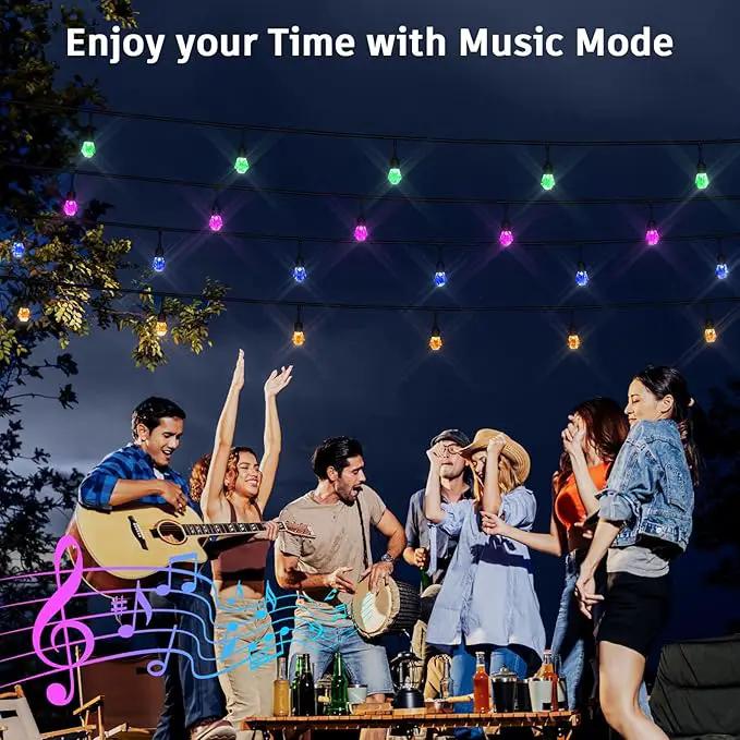 XMCOSY+ Smart Outdoor String Lights - 64ft RGBCWIC Patio Lights with 24 Color Changing Bulbs, LED String Light for Outside Backyard Bistro Party, APP WiFi Control, Work with Alexa, IP65 Waterproof by GreenHaven Gardens