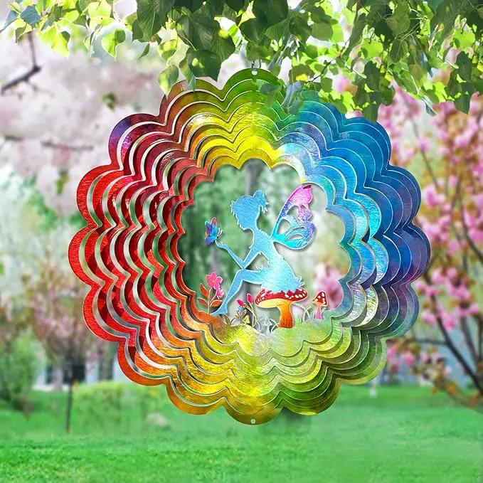 Wind Spinner - Fairy Wind Spinners Outdoor, Hanging Wind Sculpture, 3D Metal Fairy Wind Catcher, Kinetic Garden Decoration Yard Art Decor, Lovely Gifts for Mother Wife Sister Daughter Girl by GreenHaven Gardens