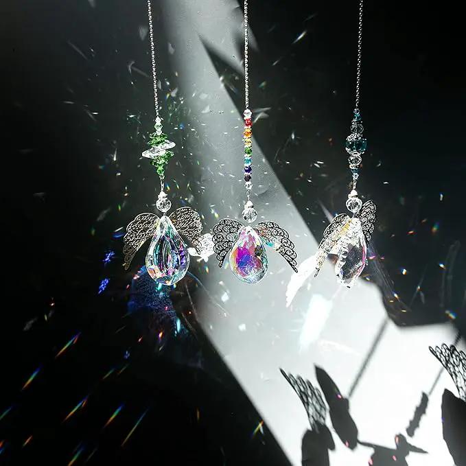H&D HYALINE & DORA Metal Angel Wing Pendant with Rainbow Crystal Prisms Suncatcher Window Home Christmas Hanging Decor,Set 3pcs by GreenHaven Gardens