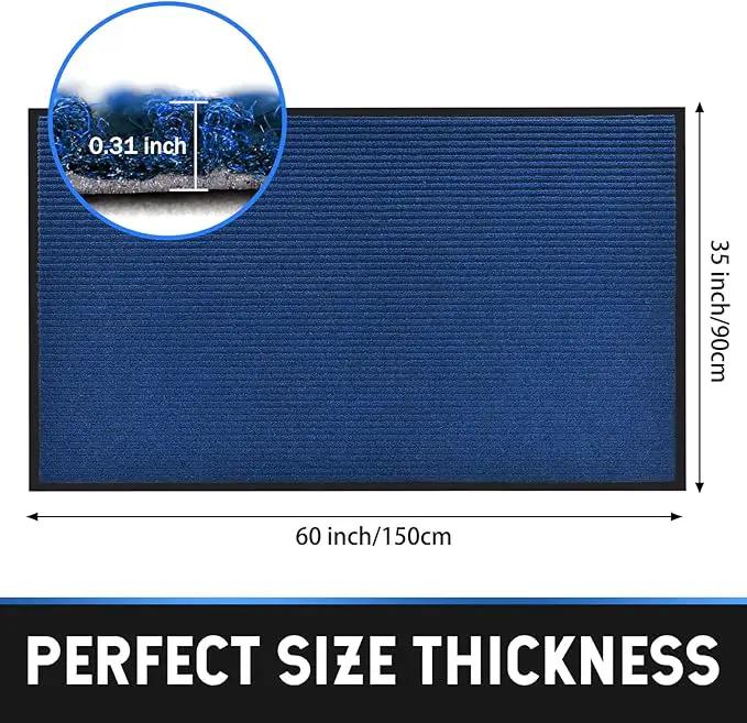 Heavy Duty Entrance Mats, Indoor and Outdoor Durable Rubber Door Mat, Easy Clean Waterproof Anti-Slip Doormat, Low Profile Floor Front Doormat Rugs for Entryway, Patio, Garage 60" x 35" Blue by GreenHaven Gardens