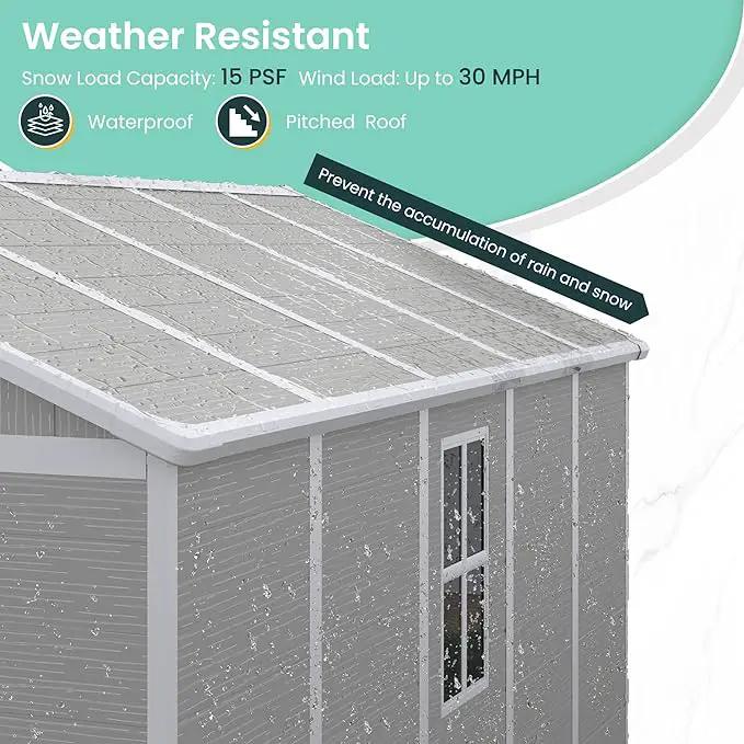 UDPATIO Outdoor Storage Shed 7.5x10.7 FT, Grey & White Resin & Steel Shed with Lockable Door for Backyard, Patio, Lawn by GreenHaven Gardens