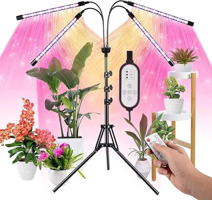 LED Grow Lights for Indoor Plants with 15-60 inches Adjustable Tripod Stand Plant Light with 4/8/12H Timer with Remote Control… by GreenHaven Gardens