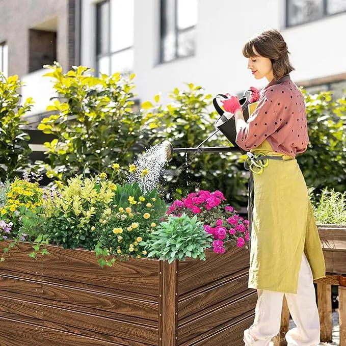 SnugNiture 4x2x2FT Raised Garden Bed Galvanized Planter Garden Boxes Outdoor, Deep Root Planter Raised Bed for Vegetables Flowers Herbs,Brown by GreenHaven Gardens