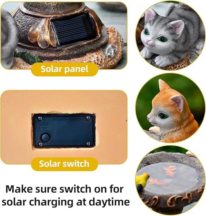 Cat Garden Figurines Outdoor Decor Solar Statue with LED Lights for Patio Lawn Yard Art Decoration Housewarming Garden Gift by GreenHaven Gardens