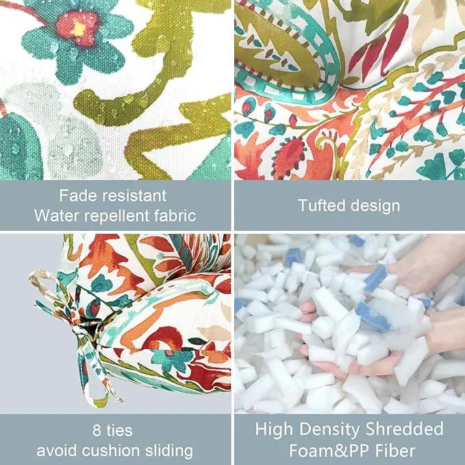 LVTXIII Outdoor Low Back Chair Cushions, Seasonal Replacement Adirondack Chair Cushion with Ties, Patio Waterproof Seat Cushions for Home Garden Use, 21 W x 21 D, Set of 2, Pretty Paisley by GreenHaven Gardens