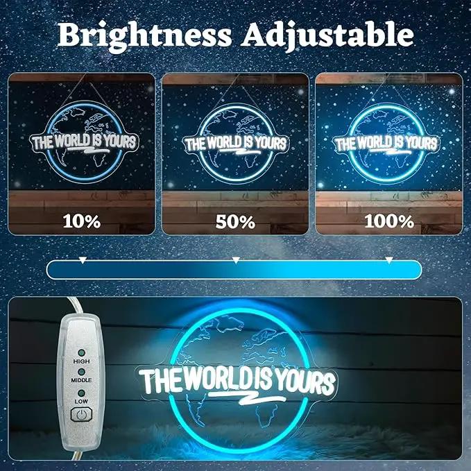 The World Is Yours Neon Sign, Carved Planet The World Is Yours LED Neon Light Signs for Wall Decor, Light Up Signs for Man Cave Game Room Bedroom Birthday Gift by GreenHaven Gardens
