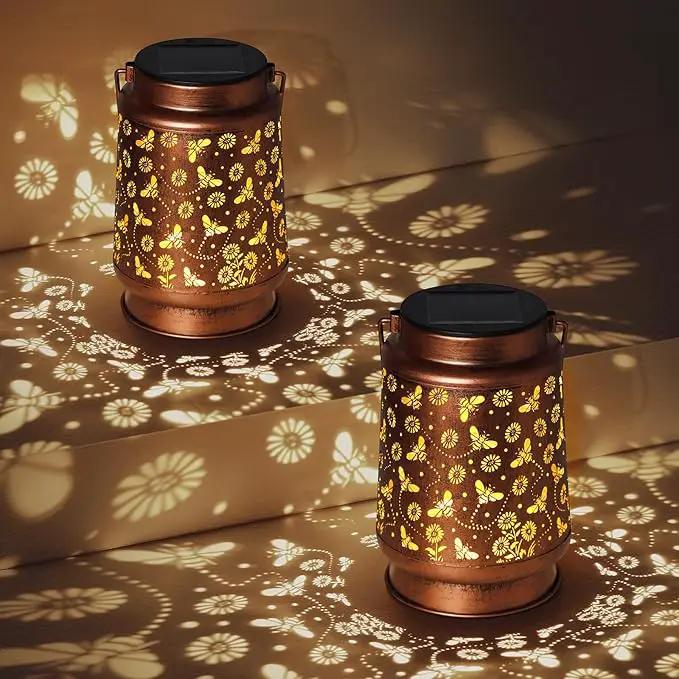 Solar Lanterns Outdoor Waterproof Bee Garden Decor Gifts for Women Mom Grandma Hanging Solar Lights Metal Solar Decoration Outside for Yard, Patio, Backyard, Porch by GreenHaven Gardens