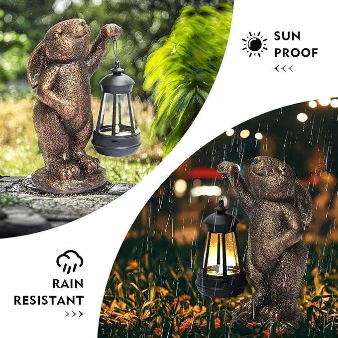 Garden Statues Rabbit with Solar Lantern,Lawn Garden Decor Outdoor Statue for Patio, Balcony, Yard Ornament,Ideal Rabbit Housewarming Gifts & Birthday Gifts for Grandma Mom Women by GreenHaven Gardens