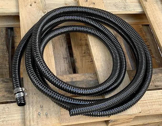 PEISONGFFI 1" ID- 10 Ft Corrugated Water Hose Black Corrugated Strong Flexible Pond PVC Sump Pump DischargeTubing by GreenHaven Gardens