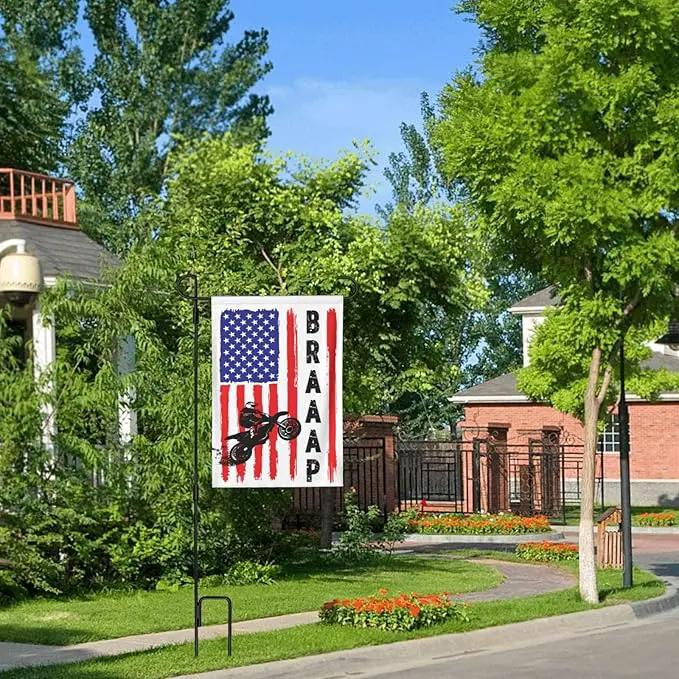 Braaap Motocross Dirt Bike American Flag Garden Flag 28x40 Inch Outdoor Decoration Banner House Flags Yard Farmhouse Garden Deco Indoor Sign, Colour6 by GreenHaven Gardens