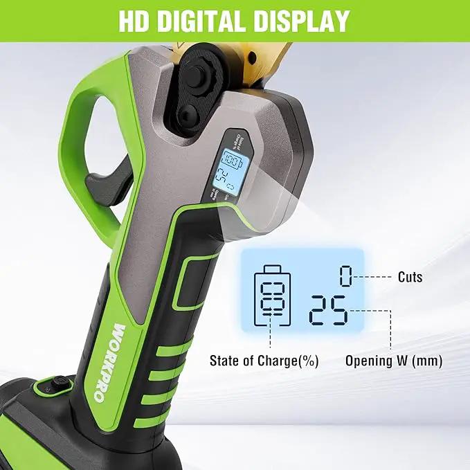 WORKPRO 12V Electric Pruning Shears, Battery Powered Pruning Shears, Cordless Tree Pruner, 1.2 Inch Cutting Diameter, Branch Cutter Gardening Scissors with 2 Pack Rechargeable Battery and Fast Charger by GreenHaven Gardens
