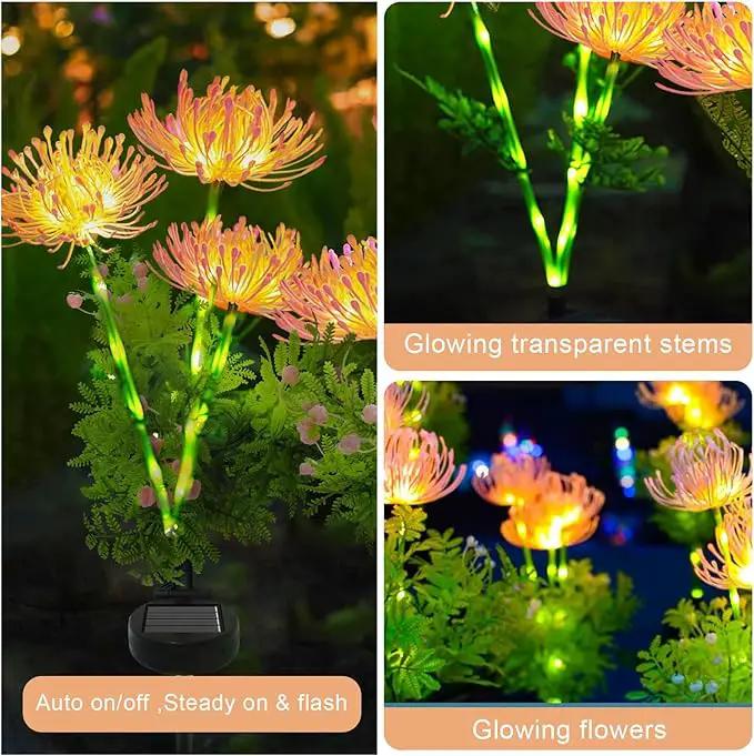 Solar Garden Lights Outdoor - 4 Pack Solar Flower Light Waterproof with Glowing Flowers & Stems for Garden Decoration,Yard Landscape Path Decor and Gift for Mother by GreenHaven Gardens