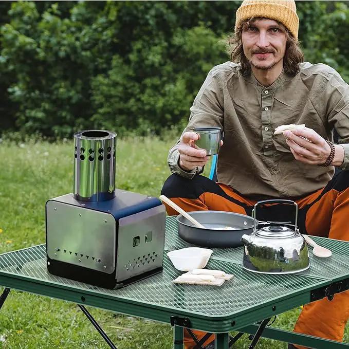 Square Folding Table, Easy for Storage, Compact and Portable Picnic Table for Grill, Outdoor Camping, Garden, Patio, Dining, BBQ, Party, Market and Card Table, 27.2 L×27.2W inches by GreenHaven Gardens