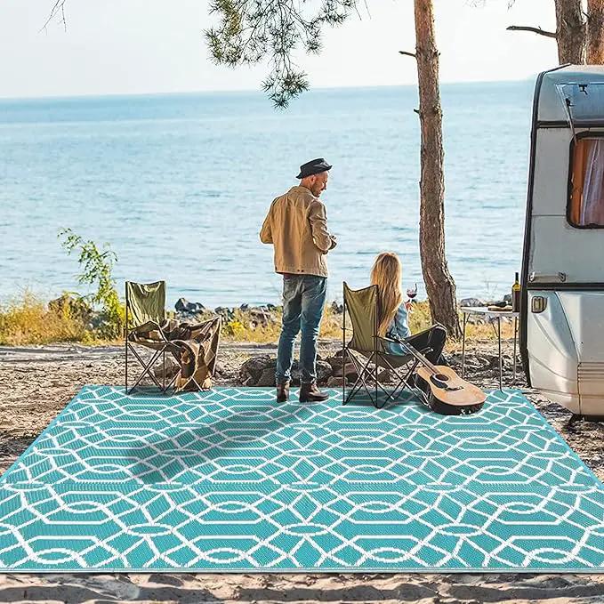 HEBE Outdoor Rug Waterproof 6x9, Reversible Plastic Straw Rug RV Camping Rug, Indoor Outdoor Patio Mat Clearance, Outside Carpet for Porch,Deck,Camper,Balcony,Backyard,Picnic by GreenHaven Gardens