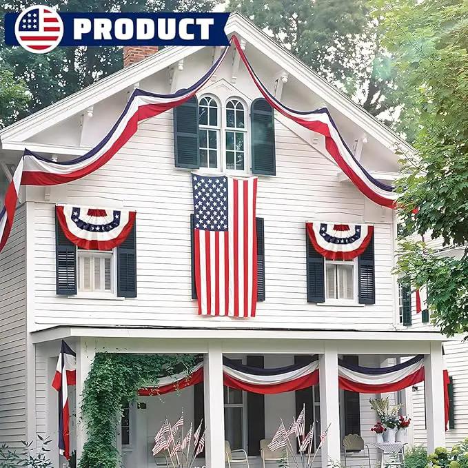 4Pack American Bunting Flag 2" x 20Ft Red, White & Blue Stripe Banner USA Patriotic Bunting Flags 4th of July Decoration for Outside Porch by GreenHaven Gardens