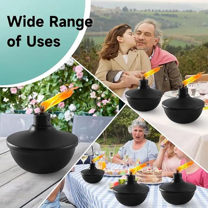 8 Pack Metal Table Top Torches,23.5 oz Citronella Torches for Outside,Refillable Flame Light Torch with Wicks and Covers for Party, Garden Decor,DIY by GreenHaven Gardens