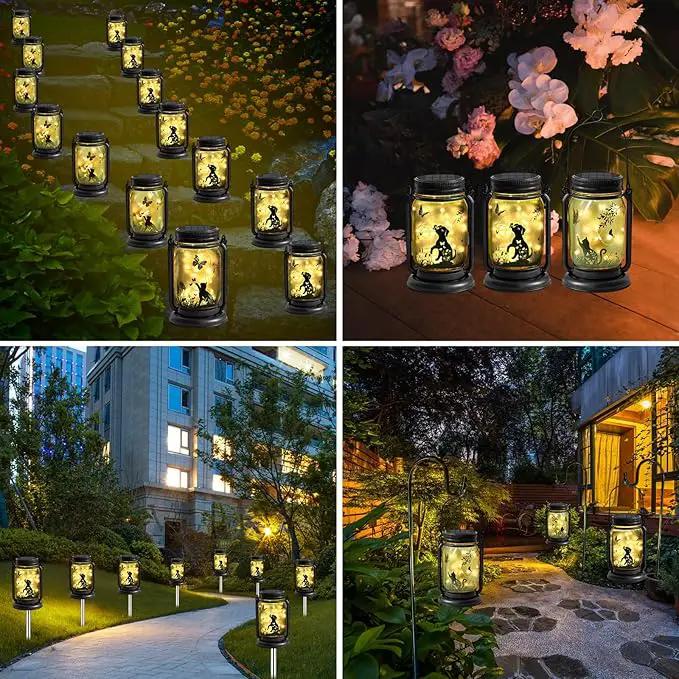 YJFWAL Solar Cat & Butterfly Lanterns Outdoor Waterproof - Cat Lover Unique Birthday Mothers Day Gifts for Women Mom Grandmom , LED Hanging Mason Jar Fairy Lights for Garden Yard Patio Decor by GreenHaven Gardens