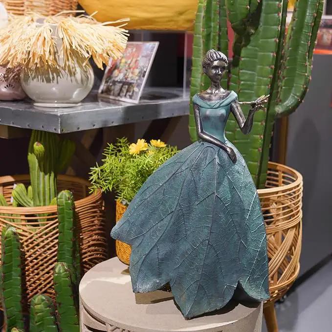 Guichifun Fairy Statue Collection Home Decoration - Leaf Angel Girls with Dragonfly Resin Home Decor for Outside or Inside Rustic Garden Outdoor Yard Decorations Figurines Gift 12 x 8.5 x 18 Inch by GreenHaven Gardens